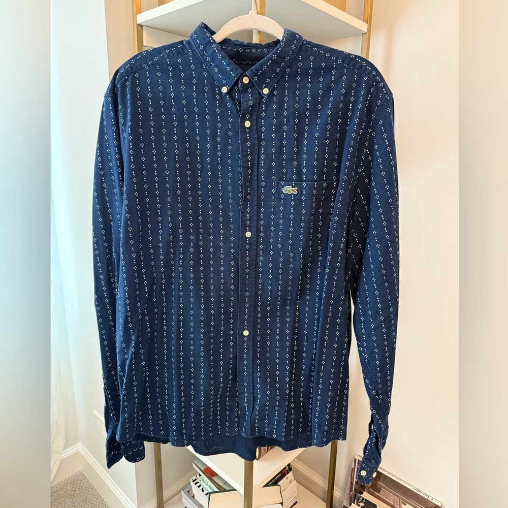 Lacoste Men's Navy Patterned Button-Down Shirt